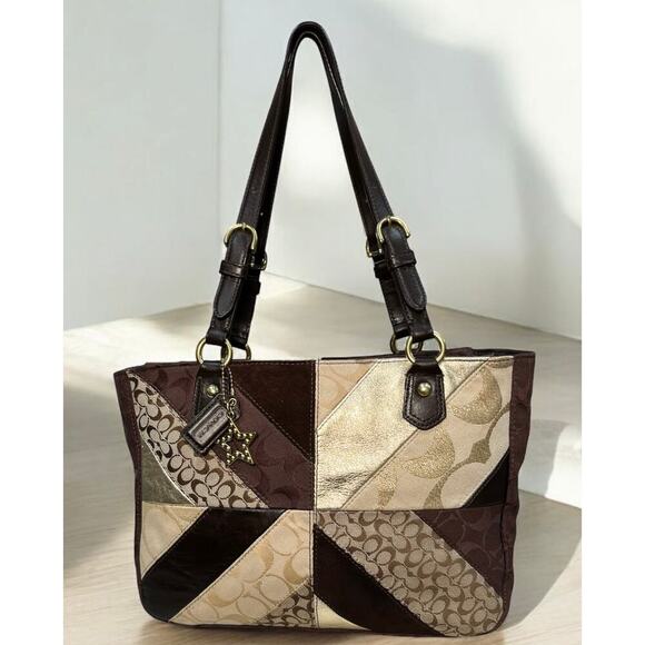 Y2K Coach F17614 Gallery Signature Patchwork Shoulder Bag & F46199 Wristlet - Picture 2 of 14